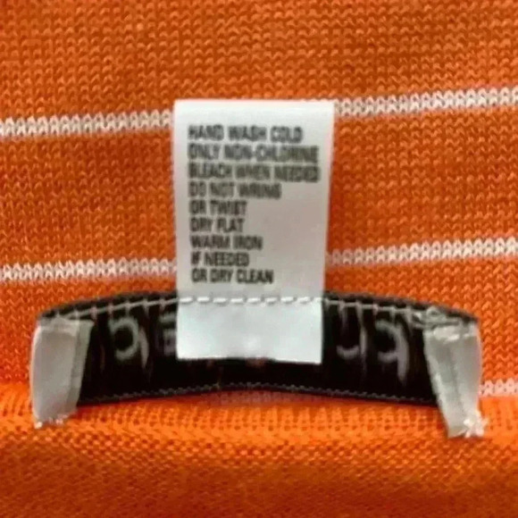 BELFORD Pima Cotton Orange Scoop Neck Sweater with Frilly Cuffs and Hem. Size L - Picture 6 of 11